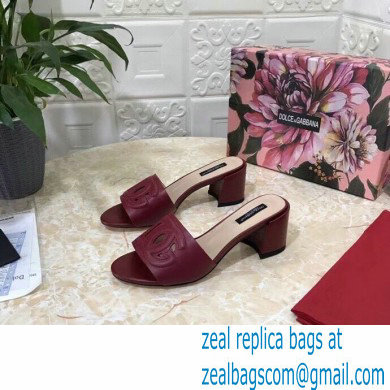 Dolce  &  Gabbana Heel 6.5cm Calfskin Mules Burgundy With DG Millennials Logo 2021